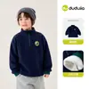 Moletom Forrado com Fleece Dudu's Boys, Blusa de Lã Infantil para Inverno, Gola Alta Meia, Manga Longa Espessa para Meninas, Estilo Moderno para Bebês