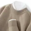 Suéter de punto de cachemira Bai Cai Rong 2026 nuevo para hombre, cuello redondo, hombros raglán, perfecto para usar en capas en otoño e invierno, elegante y casual