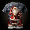 Camiseta de Manga Corta para Hombre de Aliexpress Transfronteriza Navidad Estampado 3D Moda Casual Fuente de Fábrica Tops de Moda