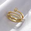 Venta Caliente Transfronteriza lazada Anillo Geométrico Abierto para Índice Femenino Ins Trendy Celebridad de Internet Pequeño Diamante Roto Nudo Cruzado