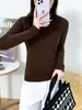 26 Otoño Temprano Adelgazante Versátil Cuello Alto Delgado Ajuste Delgado 100% Lana Camiseta Básica de Cuello Alto 60321