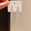 Brincos de Franja Geométricos com Zircônia Prateada, Estilo Levemente Luxuoso, Brincos de Tarraxa Retro Europeus e Americanos Exquisitos, Brincos de Nicho Elegantes de Alta Qualidade para Mulheres