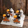 Decorações de Bolo de Halloween Desenho Animado Fofo Ceifador Fantasma Enfeites Teia de Aranha de Halloween Palitos Inserções