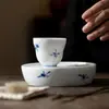 Taza de té Fu Lu blanca pura pintada a mano con aceite de cerdo, orquídea mariposa, taza maestra blanca china, taza de té para el hogar, caja de regalo, regalo regalo