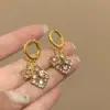 Brincos geométricos de franja losangular cravejados de diamantes em estilo retrô de luxo, brincos requintados de alta qualidade europeus e americanos para mulheres da moda