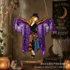 Colgante de ventana de vidrio emplomado acrílico 2D de bruja vintage transfronterizo decoración de Halloween para casa, balcón, jardín, colgante, regalo