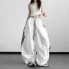 Pantalones deportivos retro americanos de tres rayas de pierna ancha para mujeres y hombres, estilo hip-hop de verano holgados estilo novio, pantalones casuales y geniales de longitud completa