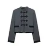 Comercio Exterior Transfronterizo Ropa de Mujer Estilo Europeo y Americano Za Aliexpress Venta Caliente Moda Versátil Hebilla de Nudo Blazer