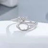 Plata de ley maciza S925 engaste vacío de 4x6 mm para pedrería de punta adhesiva DIY, popular en Xiaohongshu, deslumbrante anillo abierto con forma de serpiente