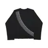 Camiseta redonda de moda con estampado retro, nuevo estilo transfronterizo europeo y americano Otoño 2026, tendencia Harajuku ins, manga larga negra
