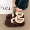Zapatos de Algodón Retro con Aumento Oculto de Altura Zapatos Birkenstock Zapatos de Mujer 2026 Nuevos de Invierno Slip-on Planos de Felpa Cálidos Zapatos Peludos Mujer