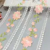 Borde de Encaje de Malla Pequeño Floral Bordado de Doble Cara de Poliéster, Accesorios Decorativos Hanfu, Borde de Encaje Soluble en Agua