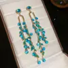 Pendientes de Borla con Forma de Gota de Agua y Circonita Azul Estilo Francés, Lujo Ligero y Sensación de Alta Gama, Pendientes de Moda Versátiles con un Diseño Único