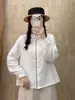Nueva Camisa Casual Bordada Artística Vintage de Primavera y Otoño con Cuello Solapa, Corte Holgado, Adelgazante, Elegante, Versátil, Blusa de Gasa de Algodón de Doble Capa