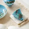 Pintura al óleo estilo Dinastías Tang y Song Flor de Rosa Alta Estética Taza de Té de Cerámica Pintada a Mano Juego de Té Kung Fu Taza Individual con Forma de Flor Taza de Té para el Hogar
