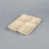 Caja de Comida Biodegradable Estilo Americano de Bagazo Pulpa Desechable Empaque de Vajilla Protección Ambiental Caja de Comida de Tres o Cuatro Compartimentos para Llevar