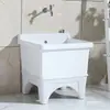 Fregadero de Mopa Cerámico Piscina para Mopa de Balcón Lavabo Grande Cuadrado Largo para Mopa con Drenaje Automático E18