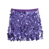 Estilo Europeo y Americano Comercio Exterior Ropa de Mujer Nueva Moda de Verano Versátil Cintura Alta Adelgazante Color Sólido Lentejuelas Mini Falda