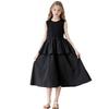 Vestido Negro Pequeño Elegante de Estilo Coreano para Niñas, Estilo Nuevo de Verano, Vestido de Princesa Chaleco, Vestido Largo, Vestido Negro para Niñas Medianas y Mayores