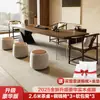 Mesa de Té de Madera Maciza para Hogar, Sala de Estar, Oficina, Mesa de Té Moderna Minimalista de Lujo Ligero, Nuevo Modelo 2025 Mesa para Preparar Té