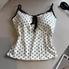 Camisole feminina ousada com retalhos de renda e bolinhas, com sutiã embutido, modeladora e que valoriza a silhueta, estilo puro e sensual, top sem mangas para mulheres, verão