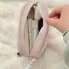 Bolsa de Maquiagem de Malha Cubo de Tofu Transfronteiriça com Alto Apelo Estético, Zíper de Pérola Dopamina, Grande Capacidade, Bolsa de Higiene Pessoal Portátil para Viagem