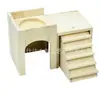 Casa de Jaula de Hámster de Madera Maciza Simple Anticorrosión Escondite de Madera para Hámster Cabaña Casa Pequeña de Madera Natural para Hámster