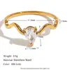 Moda Europea y Americana Elegante Simple Nicho Estilo Frío Pulsera Acero Inoxidable Chapado Oro 18K Serpiente Colgante Anillo de Diamante para Mujeres