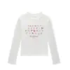Camiseta Branca Gola Redonda Manga Longa para Mulheres com Design de Letras Estilo Americano, Slim Fit Primavera e Outono 2026, Valoriza a Silhueta, Base Casual