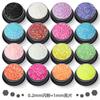 Set de lentejuelas + 1 mm y purpurina de 16 colores de 0.2 mm transfronterizo, polvo de purpurina ultrafino, maquillaje, esmalte de uñas, material de gel