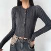 Europeu e americano retrô twist sweater de mangas compridas feminino 2023 outono e inverno quente menina slim botão emagrecedor suéter cardigan curto