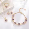 Amazon Cross-Border Europeu e Americano Liga de Zinco Coração Joias Moda Elegante Coração em Forma de Colar Brincos Anel Pulseira Conjunto de Quatro Peças