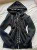 Chaqueta de Subcultura Transfronteriza Y2K Vintage Sudadera con Cremallera Oscura para Mujer Harajuku Ajuste Delgado Sudadera con Capucha Gótica Superior para Mujer
