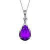 Pingente de diamante roxo em formato de pera de 13 quilates Yihua banhado a ouro branco 18K pingente de safira colar com diamantes incrustados atacado