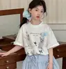 Traje de Niña con Estampado de Cachorro Vestido de Verano de Manga Corta 2026 Nuevo Estilo Traje Estilo Verano para Niños Falda de Capullo de Flor Conjunto de Dos Piezas