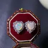 Aretes de Ópalo Natural Plata de Ley s925 Incrustado Amor 6mm Regalo para Dama Regalo de Cumpleaños Suministro en Vivo