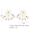 Elegante variedad de aretes micro-incrustados de circonio superior e inferior de doble uso, chapados en oro, con imitación de perla de concha, aretes con pasador de plata 925 para mujer