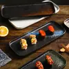Fabricantes de origem prato de cerâmica retangular de 12 polegadas para sushi, cozimento, churrasco, bolo, sobremesa ponto atacado