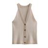 Roupas Femininas Estilo Europeu e Americano Exportação Nova Moda Gola V Halter Tricô Sem Mangas Cor Lisa Versátil Colete Pequeno Peça de Roupa Externa Colete