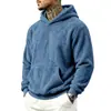 Sitio web independiente transfronterizo: Sudadera con capucha de forro polar de doble cara para hombre Otoño/Invierno, sudadera con capucha informal de color liso, manga larga