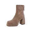 Botas Finas de Camurça para Mulheres, Botas Curtas, Novo Estilo Outono e Inverno 2026, Botas Elásticas Europeias e Americanas de Salto Alto, Botas Martin de Alta Qualidade e Elegantes