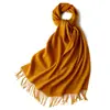 Cachecol Xadrez Listrado de Lã Pura da Mongólia Interior para Mulheres Homens Inverno Aquecido Protetor de Pescoço Moda Xale de Lã Cor Sólida