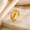 Moda Europea y Americana Estrella de Cuatro Puntas Anillo Geométrico Simple Hueco para Mujer Personalidad Tendencia Abierto Ajustable Anillo para Dedo de Acero de Titanio