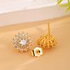 Aretes Transfronterizos Europeos y Americanos de Girasol Chapados en Cobre, Lujo Ligero, Zirconia, Personalizados, de Alta Gama, Elegantes, Aretes de Banquete y Aretes