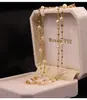 Colar Brilhante Galáxia Pérola Natural de Água Doce Céu Estrelado para Mulheres, Colar Luxuoso de Alta Qualidade, Corrente de Clavícula Versátil e Elegante