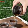 Juego de Té de Titanio Puro Completo Caja de Regalo Camping al Aire Libre Taza de Té de Doble Capa Tetera Doméstica Portátil Regalo Cafetera
