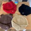 Outono e inverno novo chapéu chapéu de lã das mulheres bonito orelhas de urso de pelúcia pulôver cap ao ar livre frio quente chapéu de malha maré