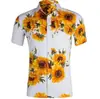 Comércio eletrónico transfronteiras: Camisas masculinas de manga curta estilo havaiano, casuais e de corte solto, moda europeia e americana, tops estilo americano, direto da fábrica