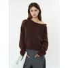 Suéter Feminino Ombro a Ombro 100% Lã Pura Estilo Francês Gentil Outono e Inverno Novo Confortável Macio Pulôver de Manga Longa