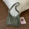 Bolsas 2025 Novo Estilo Coreano Xadrez Cordão Pregueado Bolsa Nuvem Mochila de Grande Capacidade Bolsa de Ombro Bolsa Transversal Bolsa Feminina